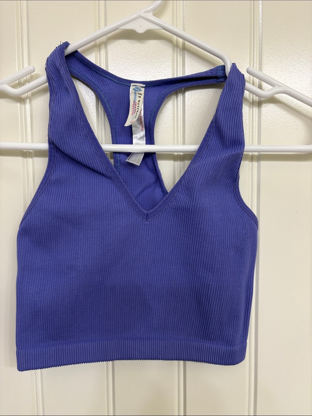 FP Movement by Free People Ribbed V-Neck Racerback Crop Tank - Violet